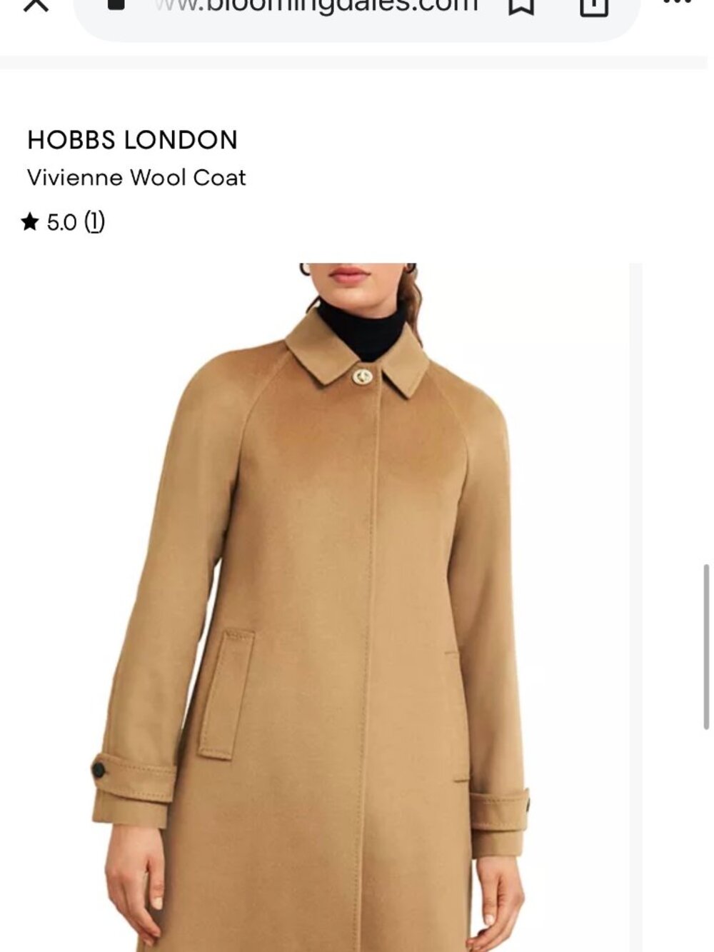Hobbs London Vivienne Wool Coat Size 8